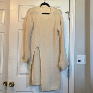 Cream Knit Sweater Dress